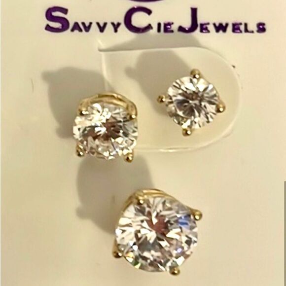 Savy Cie Jewels Set of 3 Earrings Gold Plated Over Sterling Silver NWT - Picture 6 of 7